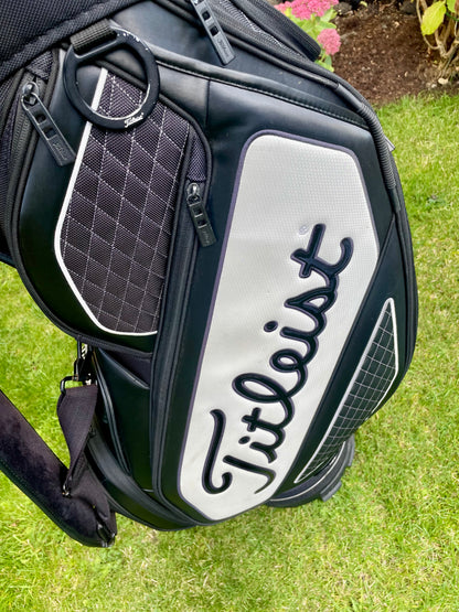 Titleist Tour Series Midsize Staff Golf Bag Black White with Rain Hood