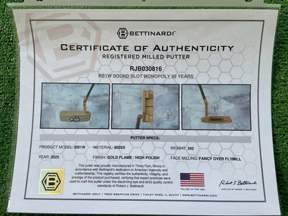 Bettinardi X Monopoly 90th Anniversary BB1 Wide Gold Flame Limited Run Putter