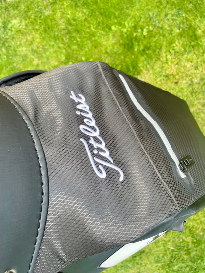 Titleist Tour Series Premium StaDry 14 Way Staff Golf Bag Black White with Rain Hood