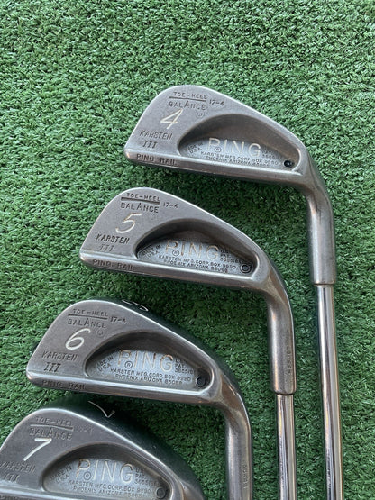 Vintage Ping Karsten 3 Irons 4-PW ZZ Lite Shafts Rare Missing 8 Iron