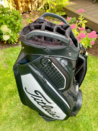 Titleist Tour Series Premium StaDry 14 Way Staff Golf Bag Black White with Rain Hood