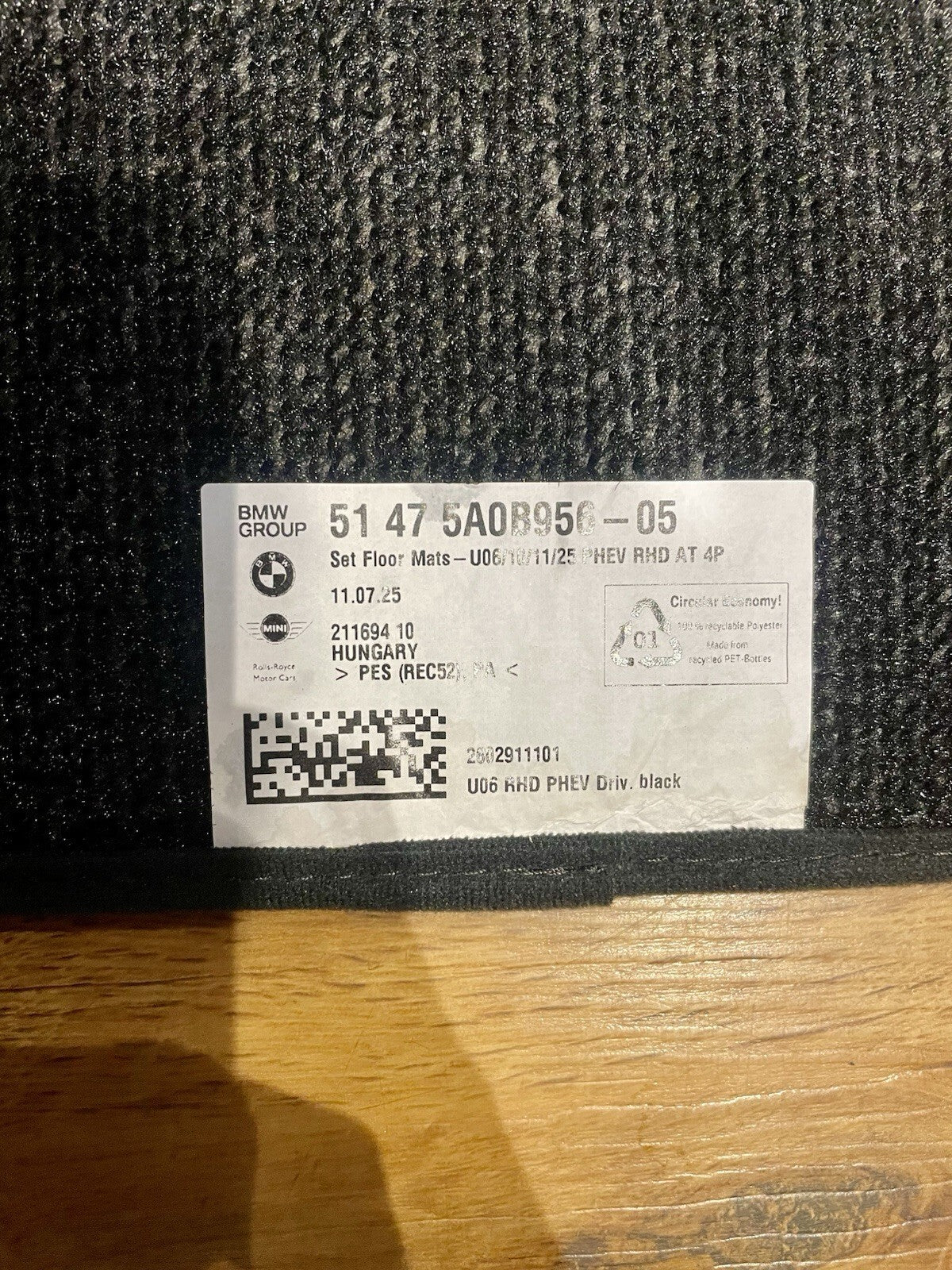 Genuine Mini Countryman E SE ALL4 U25  Black Velour Mat Set - Front & Rear 4 Off