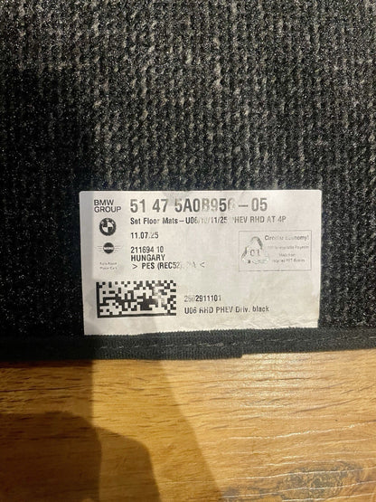 Genuine Mini Countryman E SE ALL4 U25  Black Velour Mat Set - Front & Rear 4 Off